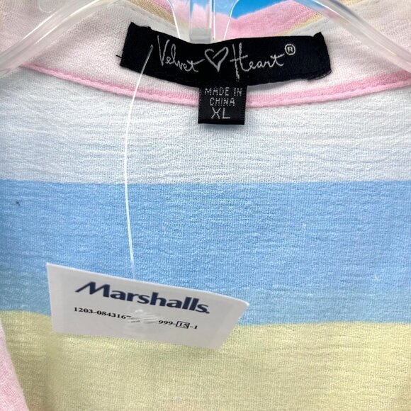 NWT VELVET HEART VERTICAL PASTEL STRIPE BUTTON DOWN TUNIC TOP - XL - Picture 4 of 4